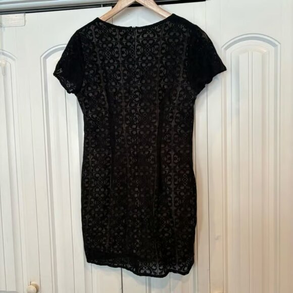 Moon River Black And Neutral Lace Up Neckline Dress Size Medium - Picture 2 of 7
